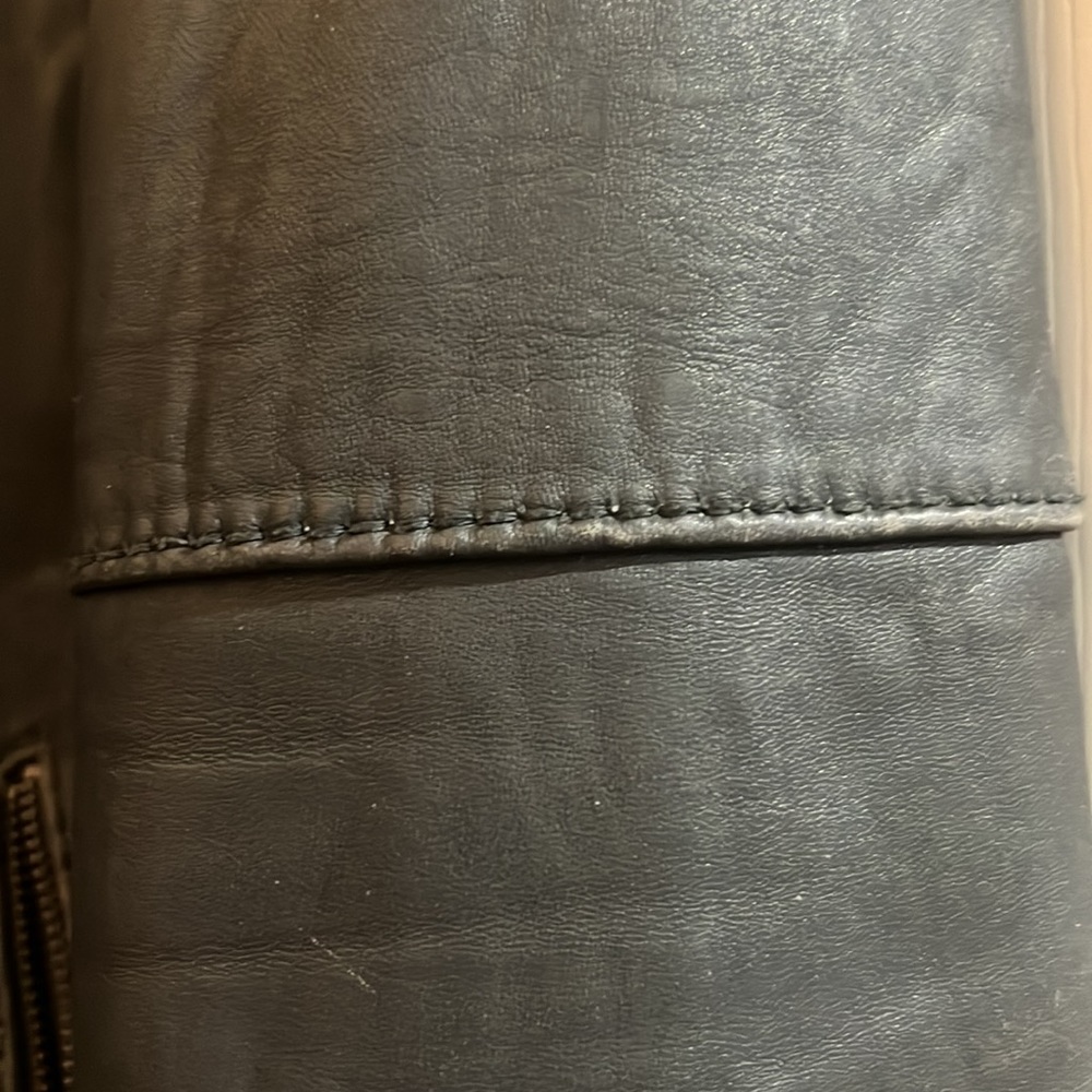 Michael kors grey leather moto jacket dark grey size large - Picture 8 of 10